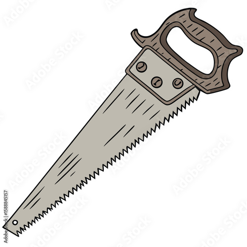 Hand saw with a wooden handle and metal blade