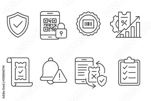 Security and technology line icon set. protection, privacy linear icons collection