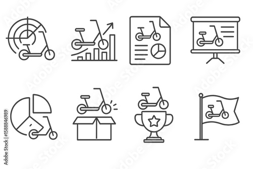 Business analytics line icon set. data analysis, report insights simple icons collection