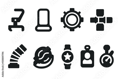 Technology, gadgets solid icon set. devices, innovation, tools solid icon collection