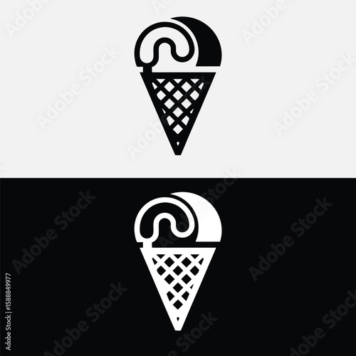 A classic ice cream cone swirls with creamy delight against a contrasting backdrop, perfect for summer treats and dessert designs