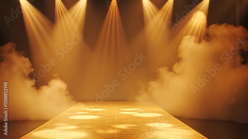 Dramatic Stage with Lights and Smoke, Ready for Performance