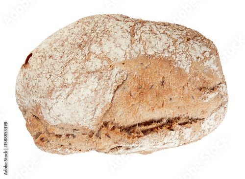 Whole grain bread top view cut out isolated transparent background