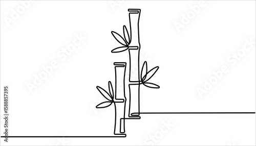 
Continuous line drawing of bamboo trees, continuous one line art of  bamboo tree. Fresh evergreen perennial flowering plant concept for plant icon. Single line draw design vector graphic illustration