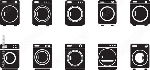 Vector Cloth Dryer Icon Set – Laundry and Home Appliance Symbols