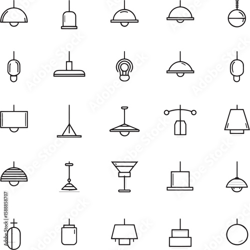 Smart Light Fixture Line Art Vector Illustration