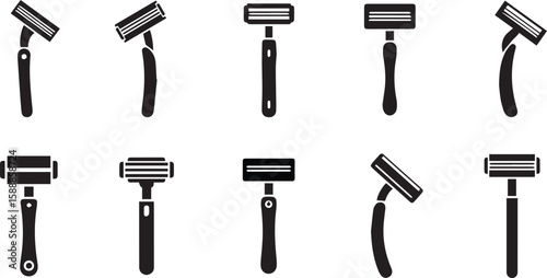Vector Razor Icon Set – Minimal Shaving and Grooming Tools