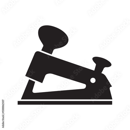 Black Silhouette Icon of a Hand-Operated Paper Punch for Office and Craft Use