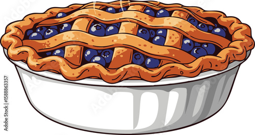 blueberry cake on a plate dessert food illustration vector tasty sweet bakery pastry celebration birthday meal