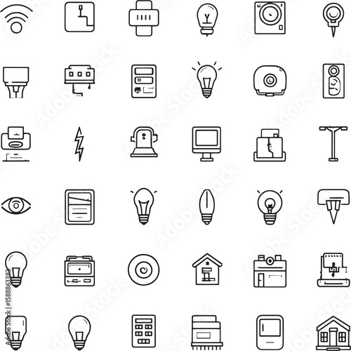 Minimalist Smart Light Wall Panel Black Outline Icon