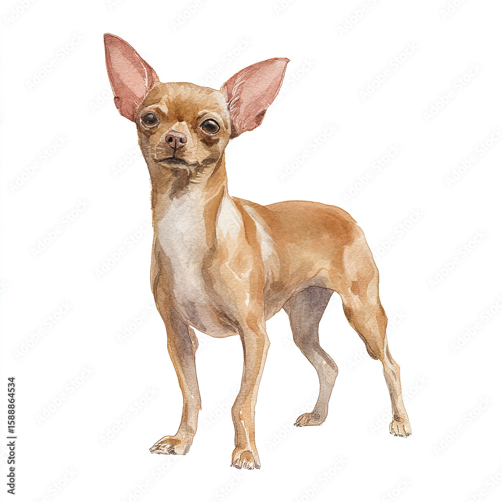 Obraz premium chiuachua watercolor illustration on white 