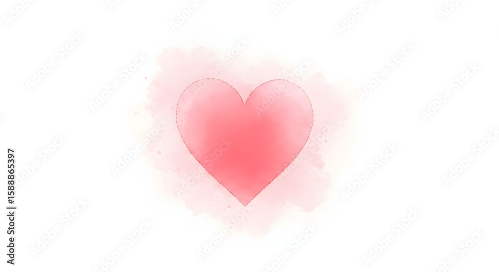 Pink Heart Watercolor Illustration A Tender Symbol of Affection, Love, and Care Pink Heart Watercolor Illustration A Tender Symbol of Affection, Love, and Care
