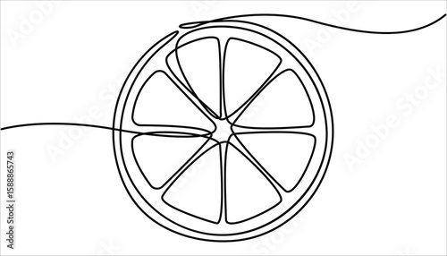 Single line lemon fruit drawing white background. Continuous single one line drawing of lemon fresh summer fruit vector illustration, single line lemon icon. Lemon fruit continuous one line drawing .