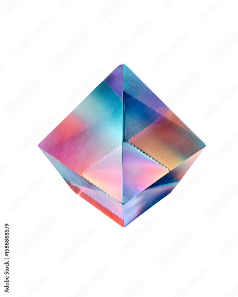 A vibrant diamond-shaped geometric object shimmers with iridescent colors, showcasing a contemporary design against a stark black background. A vibrant diamond-shaped geometric object shimmers with iridescent colors, showcasing a contemporary design against a stark black background.