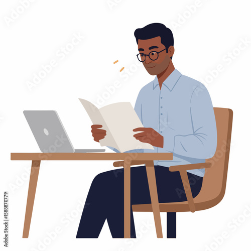 man reading note paper 