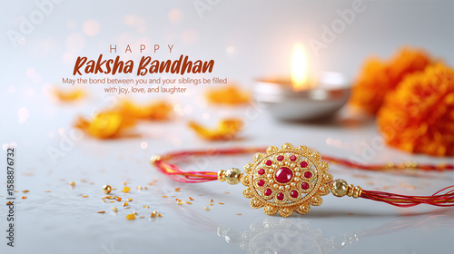 Celebration of Raksha Bandhan with Beautiful Rakhi and Festive Decorations