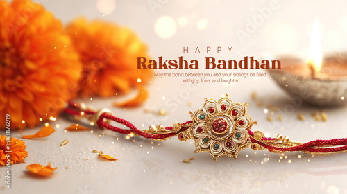 Celebration of Raksha Bandhan with Beautiful Rakhi and Festive Decorations