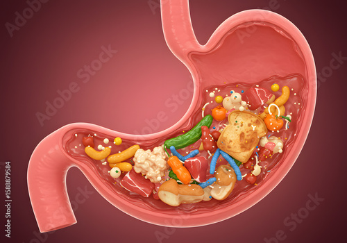 Stomach full of food illustration