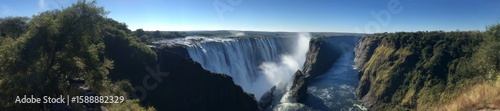 Breathtaking hdr panoramic 360-degree landscape view of victoria falls zimbabwe's natural wonder
