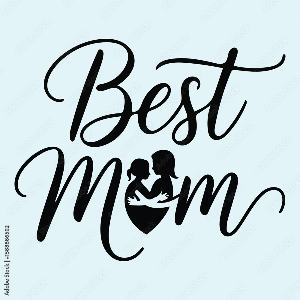 Fototapeta premium Heartwarming best mom design celebrating motherhood with vibrant colors and classic typography.