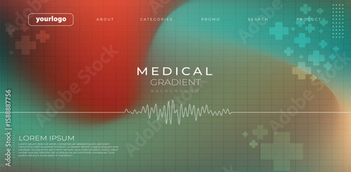 Modern medical background with waveform graphic and cross elements, ideal for health, science, or technology presentations.