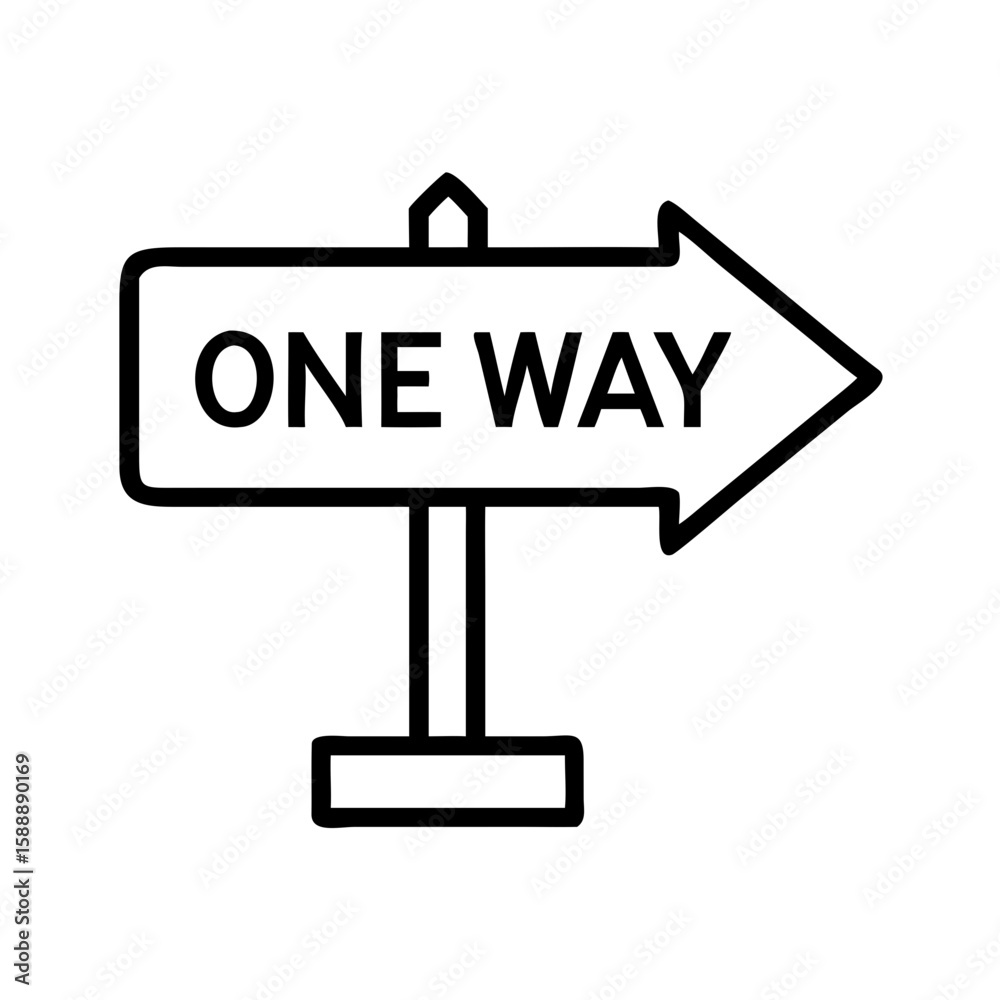 One way sign indicating direction with arrow graphic design  