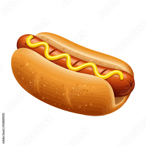 A delicious hot dog in a soft bun, topped with yellow mustard.