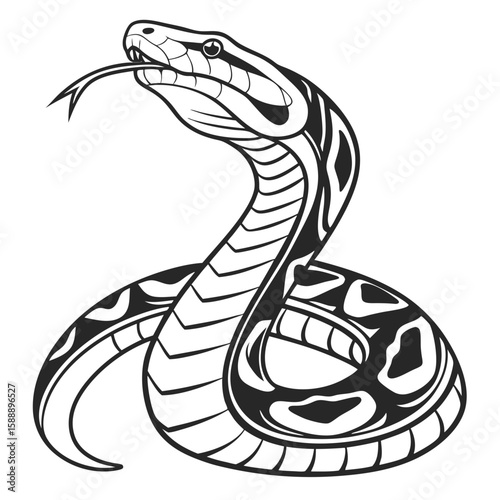 Stylized snake coiled and ready to strike