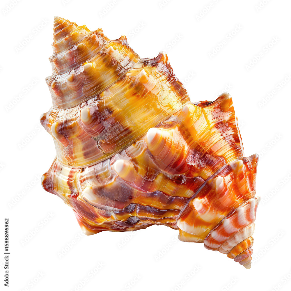 Obraz premium Close-up of a vibrant seashell, intricate spiral, warm colors