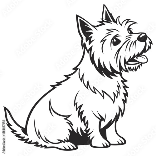 A sitting westie terrier dog illustration isolated on white background