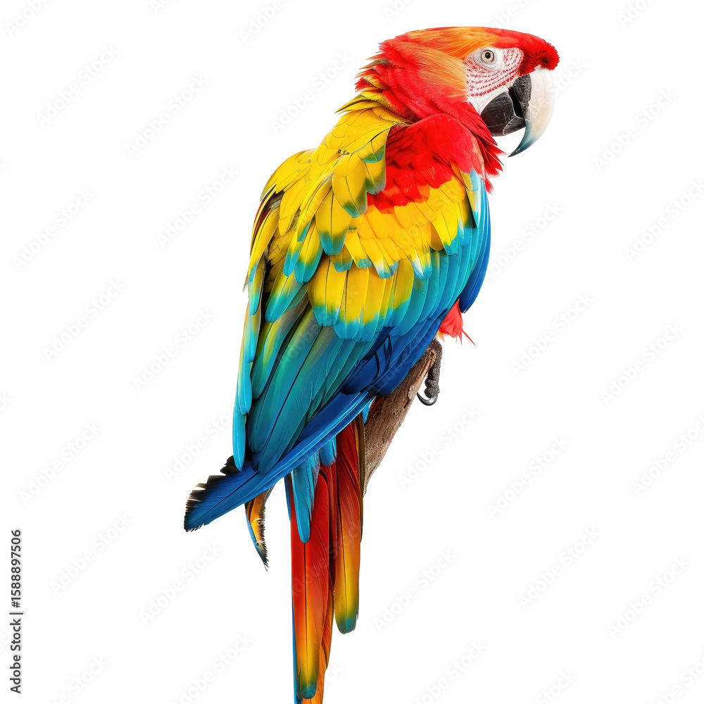 Obraz premium Vibrant macaw perched, profile view