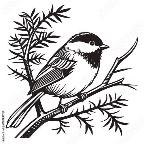 A chickadee bird perched on a tree branch