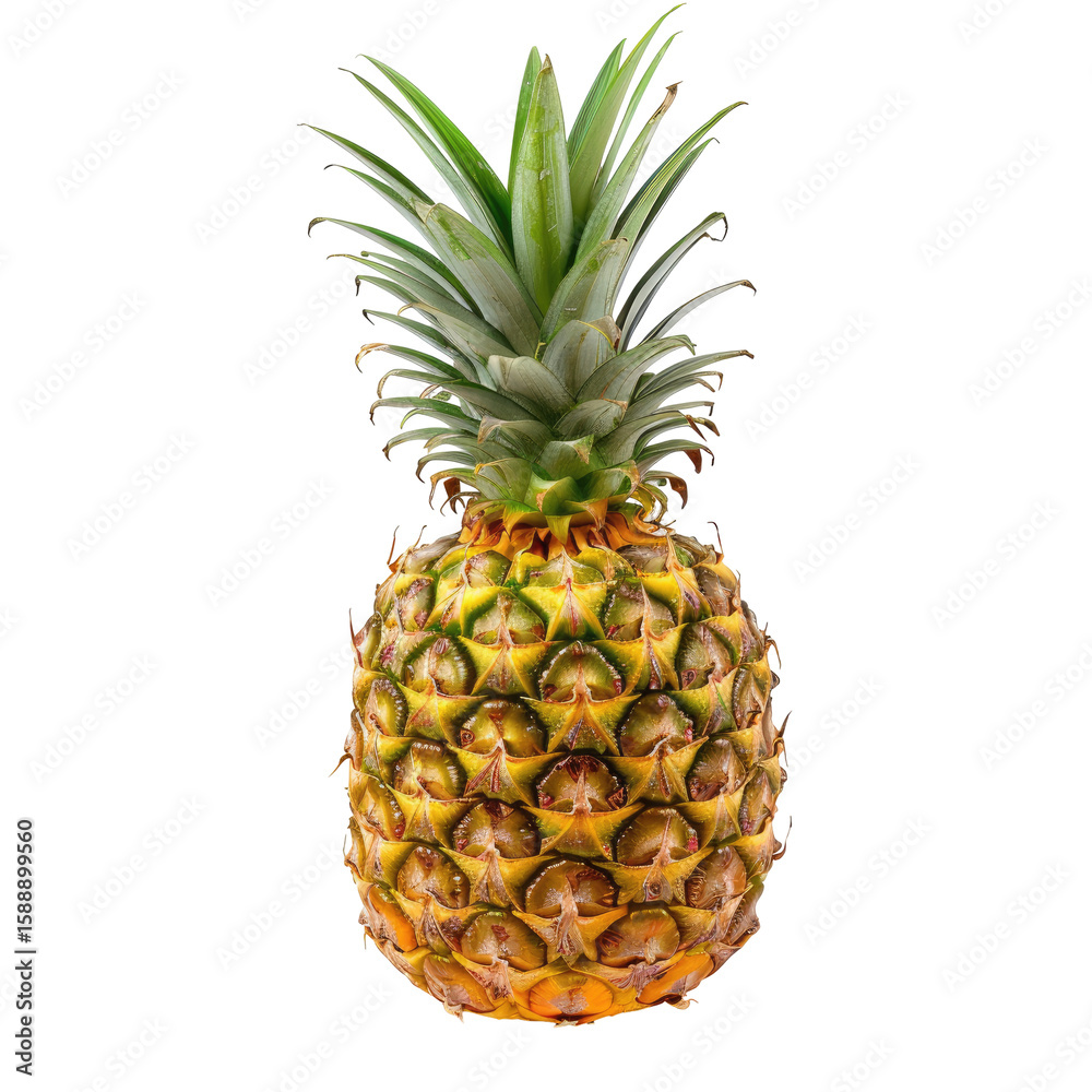 Fototapeta premium Fresh pineapple, whole, isolated on black