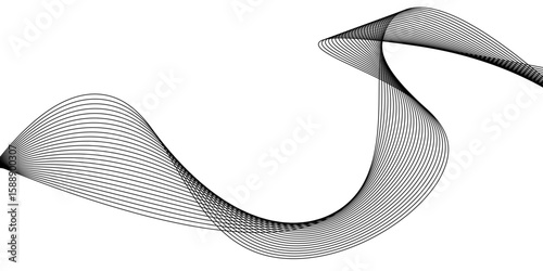Abstract wave line for banner, wallpaper background with wave design.  Abstract smooth wave on a white background. Vector spiral with sound wave. element for technology, science, modern