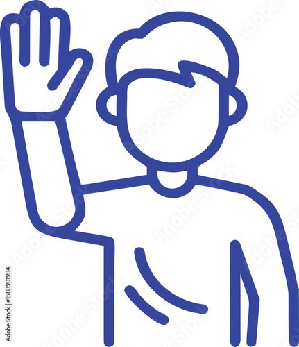 Person Waving Hand Line Art

