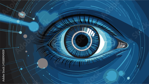 Futuristic Cyber Eye and Digital Technology Concept