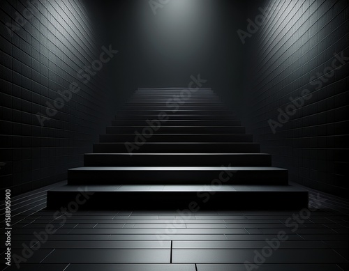 steps stairs black dark glowing abstract wallpaper hero empty room copy space supertall media