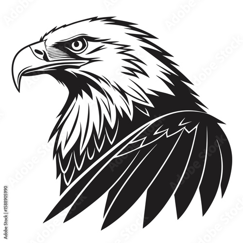 Closeup profile of a majestic eagles head