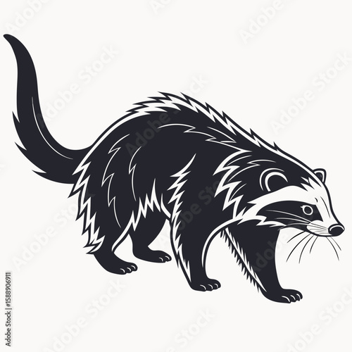 Wallpaper Mural A black and white stylized illustration of a raccoon Torontodigital.ca