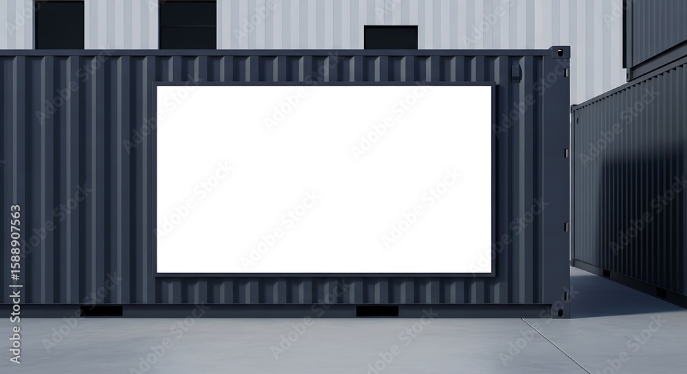 Fototapeta premium Blank White Billboard on a Shipping Container Wall, Realistic Outdoor Ad Space Presentation