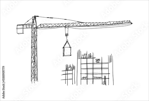 Building crane sketch