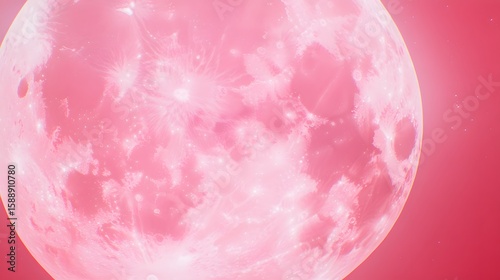 Pink Moon Closeup Space Fantasy Art