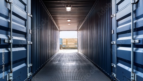 interior of metal shipping container