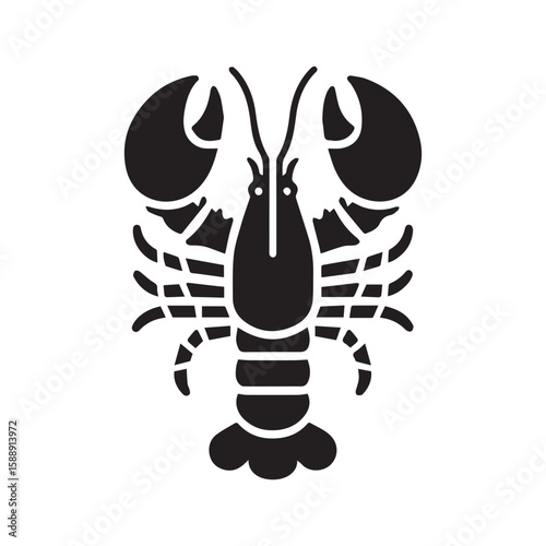 Minimalist lobster animal with white background