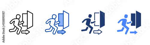 Emergency Evacuation icon set multiple style collection
