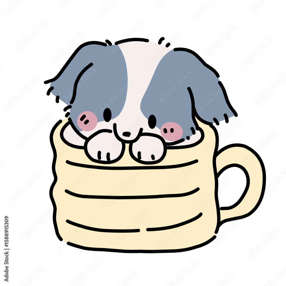Fototapeta premium Puppy in Mug vector illustration art 
