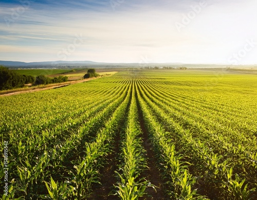 high angle view of organic corn field at agriculture farm