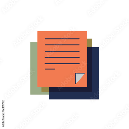 Stacked sheets of paper in various colors with blank lines  