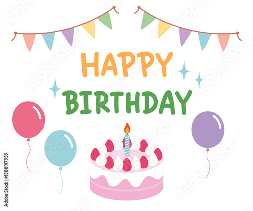 happy birthday card with balloons