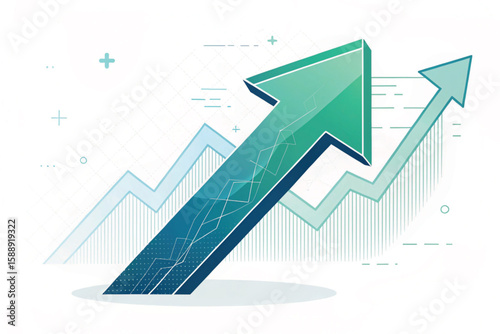 Business growth chart upward arrow trend company success financial rise market graph sales increase economy progress